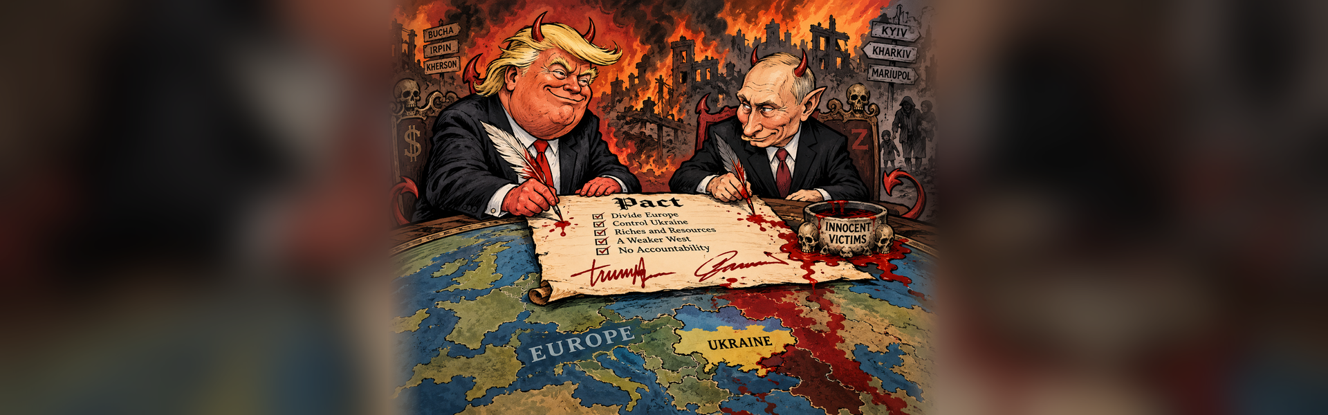 Smlouva Trumpa s Putinem podepsaná krví nevinných lidí
